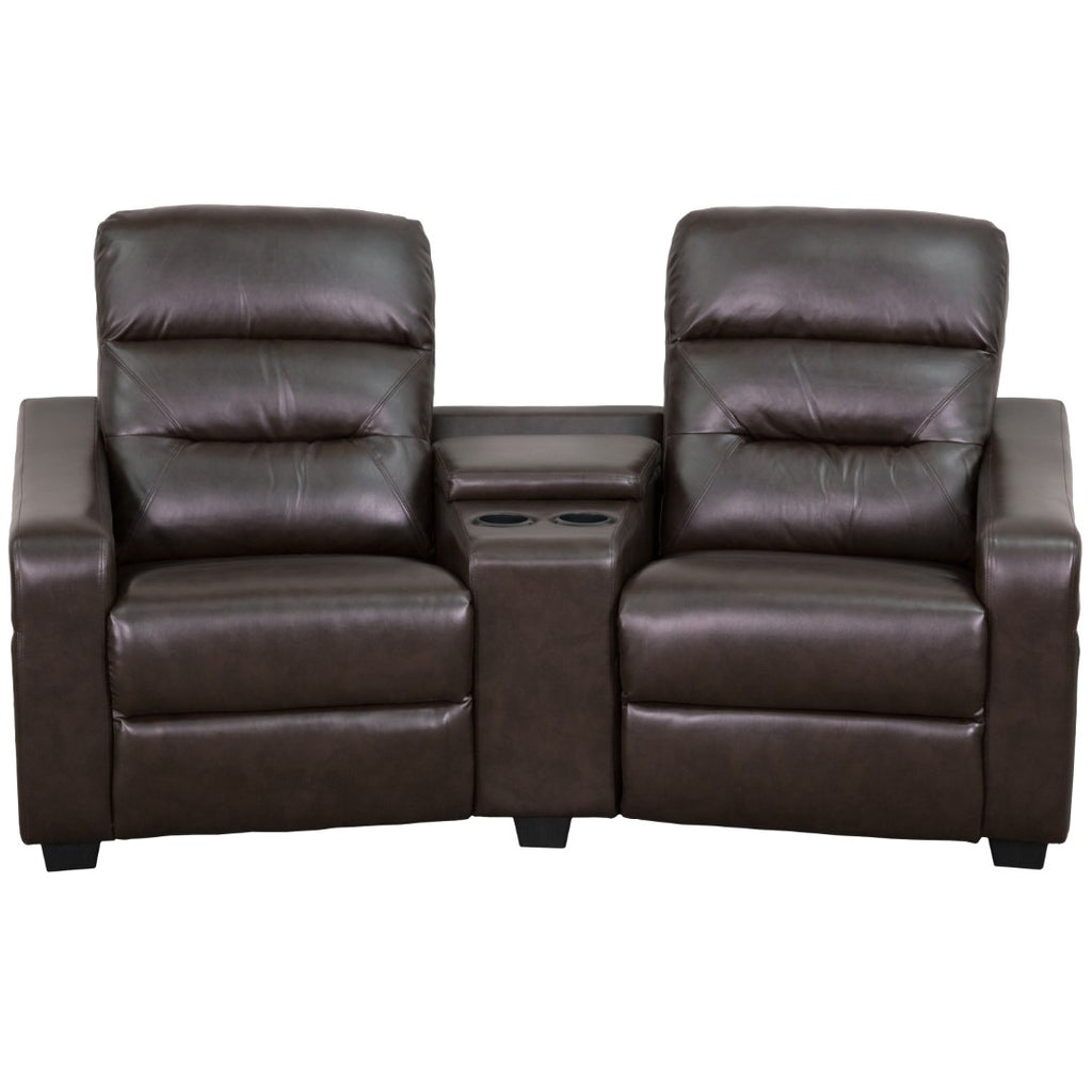 English Elm EE1416 Contemporary 2-Seater Theater Seating Brown EEV-11912