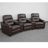 English Elm EE1417 Contemporary 3-Seater Theater Seating Brown EEV-11914