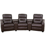 English Elm EE1417 Contemporary 3-Seater Theater Seating Brown EEV-11914