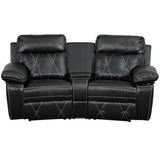 English Elm EE1420 Contemporary 2-Seater Theater Seating Black EEV-11918