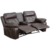 English Elm EE1420 Contemporary 2-Seater Theater Seating Brown EEV-11919
