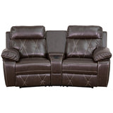 English Elm EE1420 Contemporary 2-Seater Theater Seating Brown EEV-11919