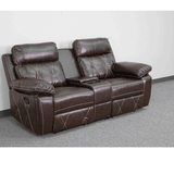 English Elm EE1419 Contemporary 2-Seater Theater Seating Brown EEV-11917