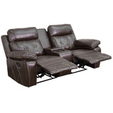 English Elm EE1419 Contemporary 2-Seater Theater Seating Brown EEV-11917
