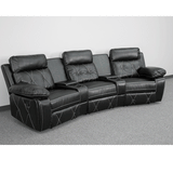 English Elm EE1422 Contemporary 3-Seater Theater Seating Black EEV-11922