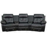 English Elm EE1422 Contemporary 3-Seater Theater Seating Black EEV-11922