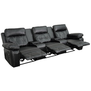 English Elm EE1421 Contemporary 3-Seater Theater Seating Black EEV-11920