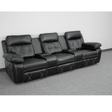 English Elm EE1421 Contemporary 3-Seater Theater Seating Black EEV-11920