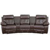English Elm EE1422 Contemporary 3-Seater Theater Seating Brown EEV-11923