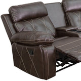English Elm EE1422 Contemporary 3-Seater Theater Seating Brown EEV-11923