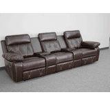 English Elm EE1421 Contemporary 3-Seater Theater Seating Brown EEV-11921