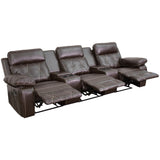 English Elm EE1421 Contemporary 3-Seater Theater Seating Brown EEV-11921