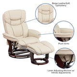 English Elm EE1435 Contemporary Recliner and Ottoman Set Beige EEV-11949