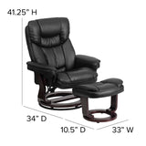 English Elm EE1435 Contemporary Recliner and Ottoman Set Black EEV-11950