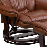 English Elm EE1435 Contemporary Recliner and Ottoman Set Brown Vintage EEV-11952