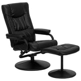 English Elm EE1438 Contemporary Recliner and Ottoman Set Black EEV-11955