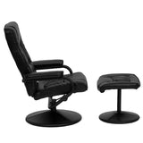 English Elm EE1438 Contemporary Recliner and Ottoman Set Black EEV-11955