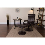 English Elm EE1440 Contemporary Recliner and Ottoman Set Brown EEV-11966