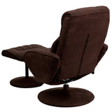 English Elm EE1442 Contemporary Recliner and Ottoman Set Brown EEV-11969