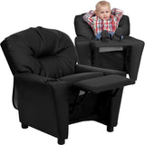 English Elm EE1443 Contemporary Kids Recliner Black LeatherSoft EEV-11971