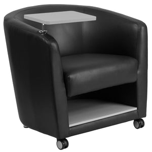 English Elm EE1450 Contemporary Commercial Grade Tablet Arm Lounge Chair Black LeatherSoft EEV-12032