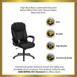 English Elm EE1472 Contemporary Commercial Grade Leather Executive Office Chair Black EEV-12075