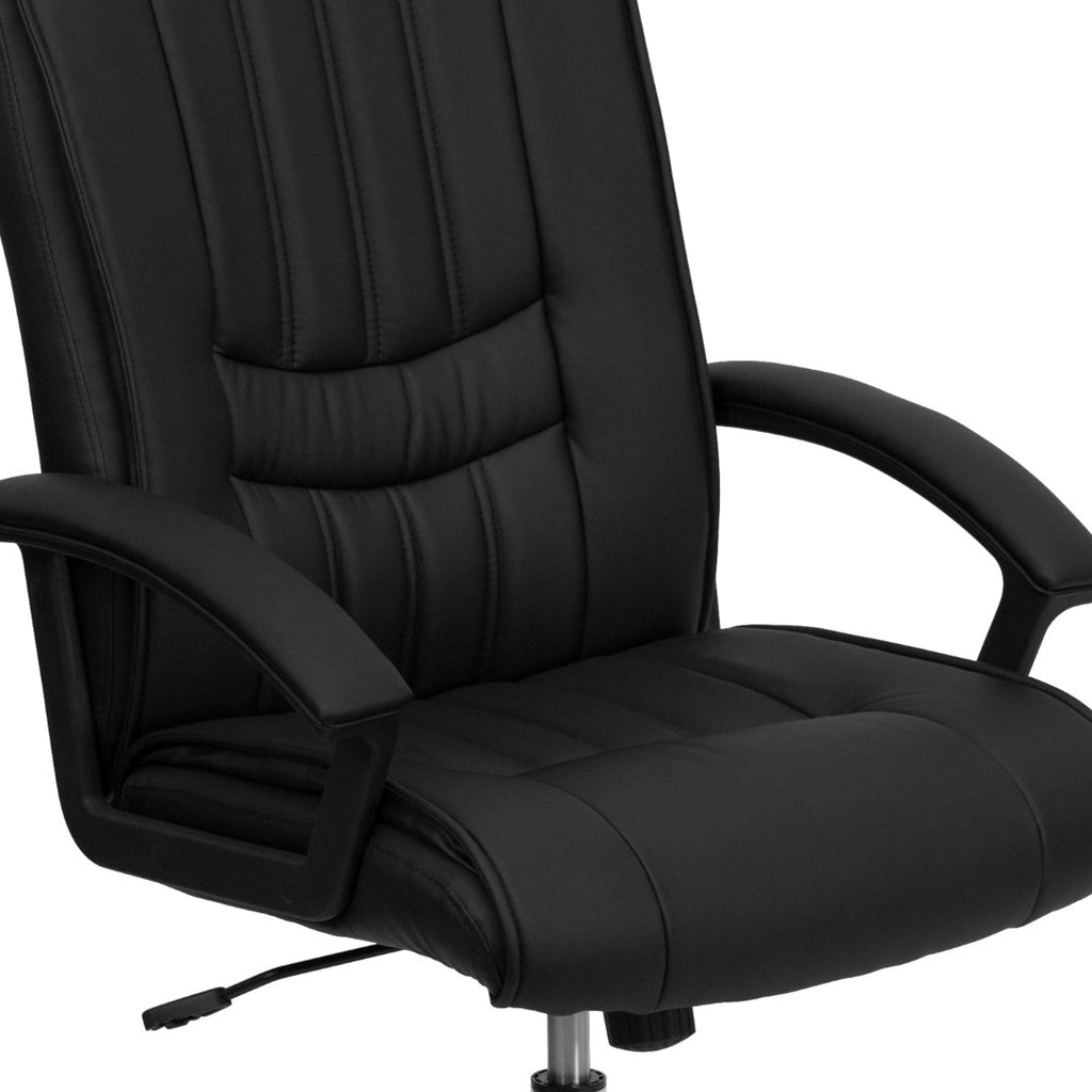 English Elm EE1474 Contemporary Commercial Grade Leather Executive Office Chair Black EEV-12077