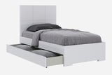 Anna Bed Twin Trundle, High Gloss White, Mattress Not Included,