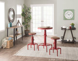 Hydra Industrial Bar Table in Vintage Red Metal and Brown Wood-Pressed Grain Bamboo by LumiSource