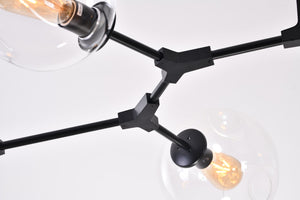 Bethel Modern Black Chandelier with Adjustable Arms & Clear Glass Shades for Stylish Home Décor