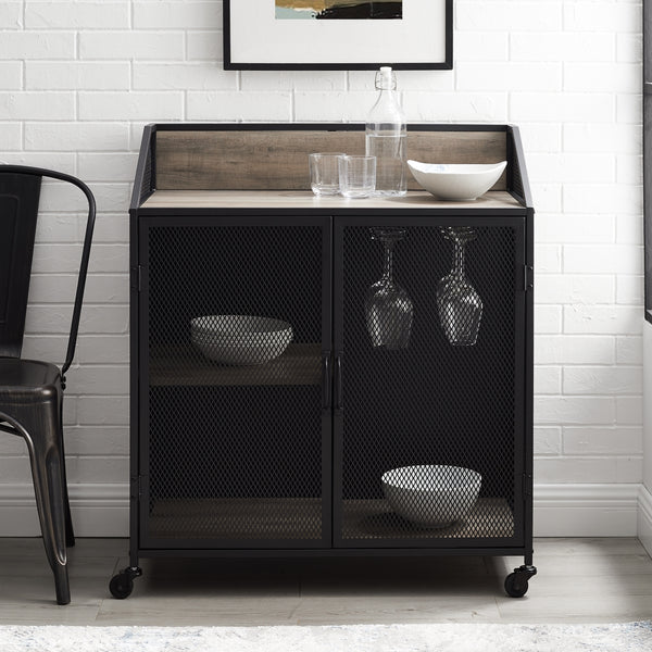 BU33SOIBCGW - 33" Industrial Bar Cabinet Grey Wash