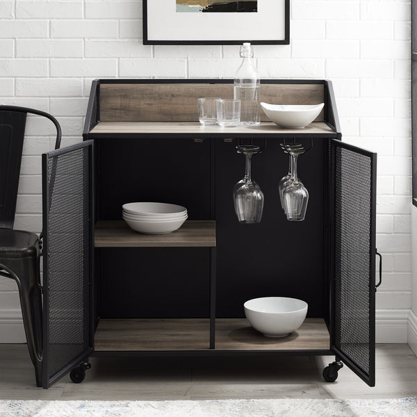 BU33SOIBCGW - 33" Industrial Bar Cabinet Grey Wash