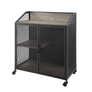 33" Industrial Bar Cabinet Grey Wash