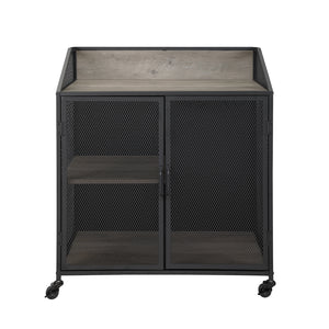 33" Industrial Bar Cabinet Grey Wash