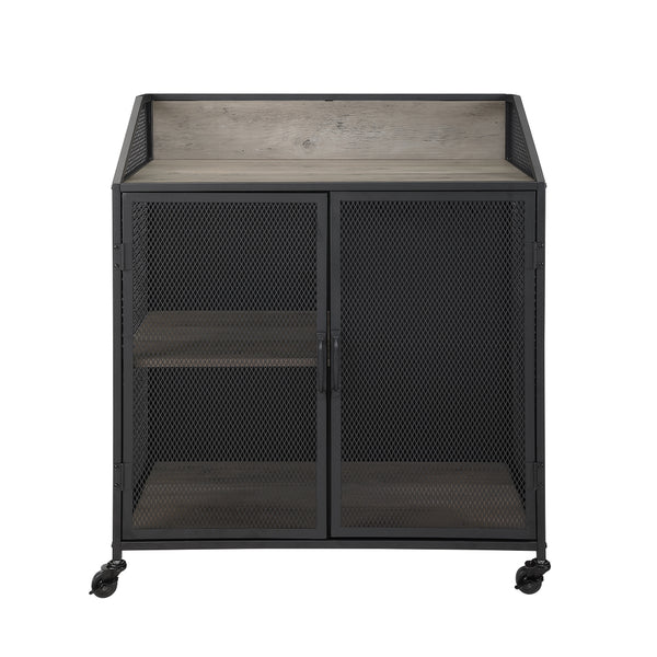 33" Industrial Bar Cabinet Grey Wash