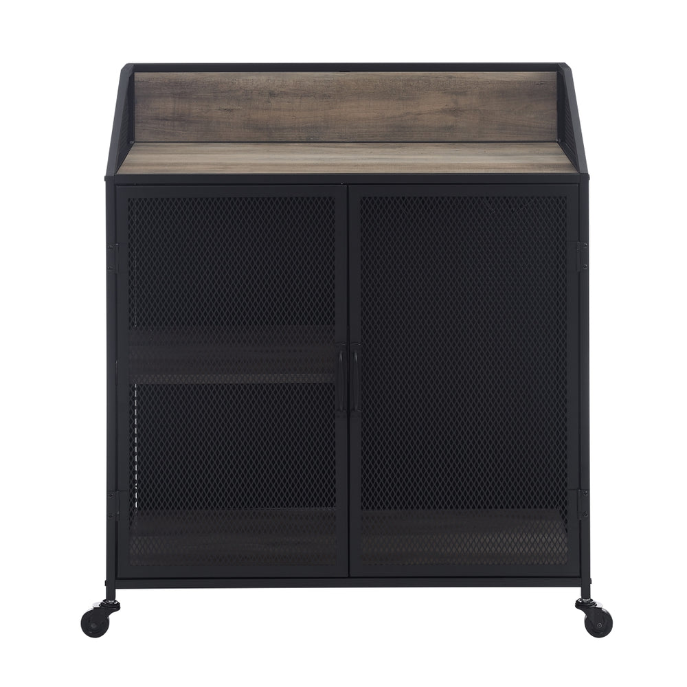 33" Industrial Bar Cabinet Grey Wash