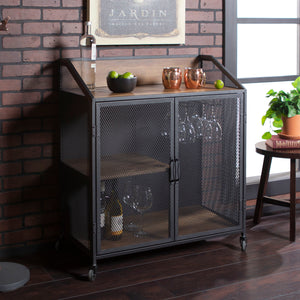 33" Industrial Bar Cabinet Rustic Oak