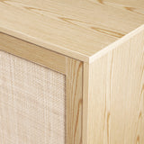 Walker Edison Boho 3 Drawer Solid Wood and Rattan Sideboard XIIXR BU47WDRTNL