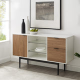 52" Modern 2-Drawer Lifted Sideboard - Solid White/English Oak