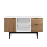 52" Modern 2-Drawer Lifted Sideboard - Solid White/English Oak