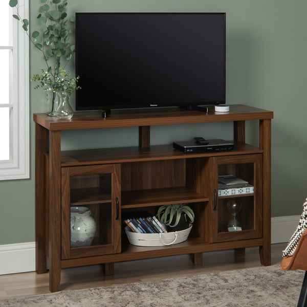 52" Rustic Wood TV Stand Dark Walnut