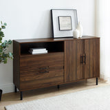 56" Modern Detailed Door Frame Sideboard - Dark Wlanut