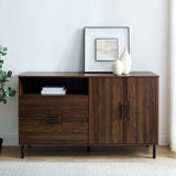 56" Modern Detailed Door Frame Sideboard - Dark Wlanut