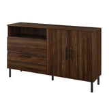 56" Modern Detailed Door Frame Sideboard - Dark Wlanut