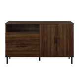 56" Modern Detailed Door Frame Sideboard - Dark Wlanut