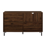 56" Modern Detailed Door Frame Sideboard - Dark Wlanut