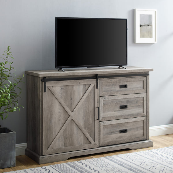 Walker Edison 56" Sliding X Barn Door Sideboard Grey Wash
