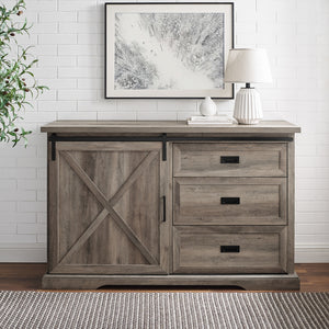 BU56SBD3DRGW - Walker Edison 56" Sliding X Barn Door Sideboard Grey Wash