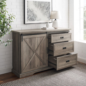 BU56SBD3DRGW - Walker Edison 56" Sliding X Barn Door Sideboard Grey Wash