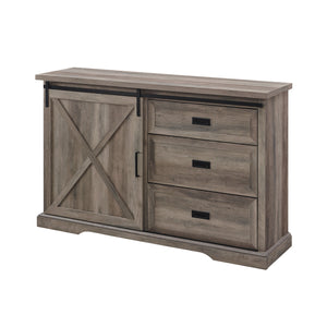 BU56SBD3DRGW - Walker Edison 56" Sliding X Barn Door Sideboard Grey Wash